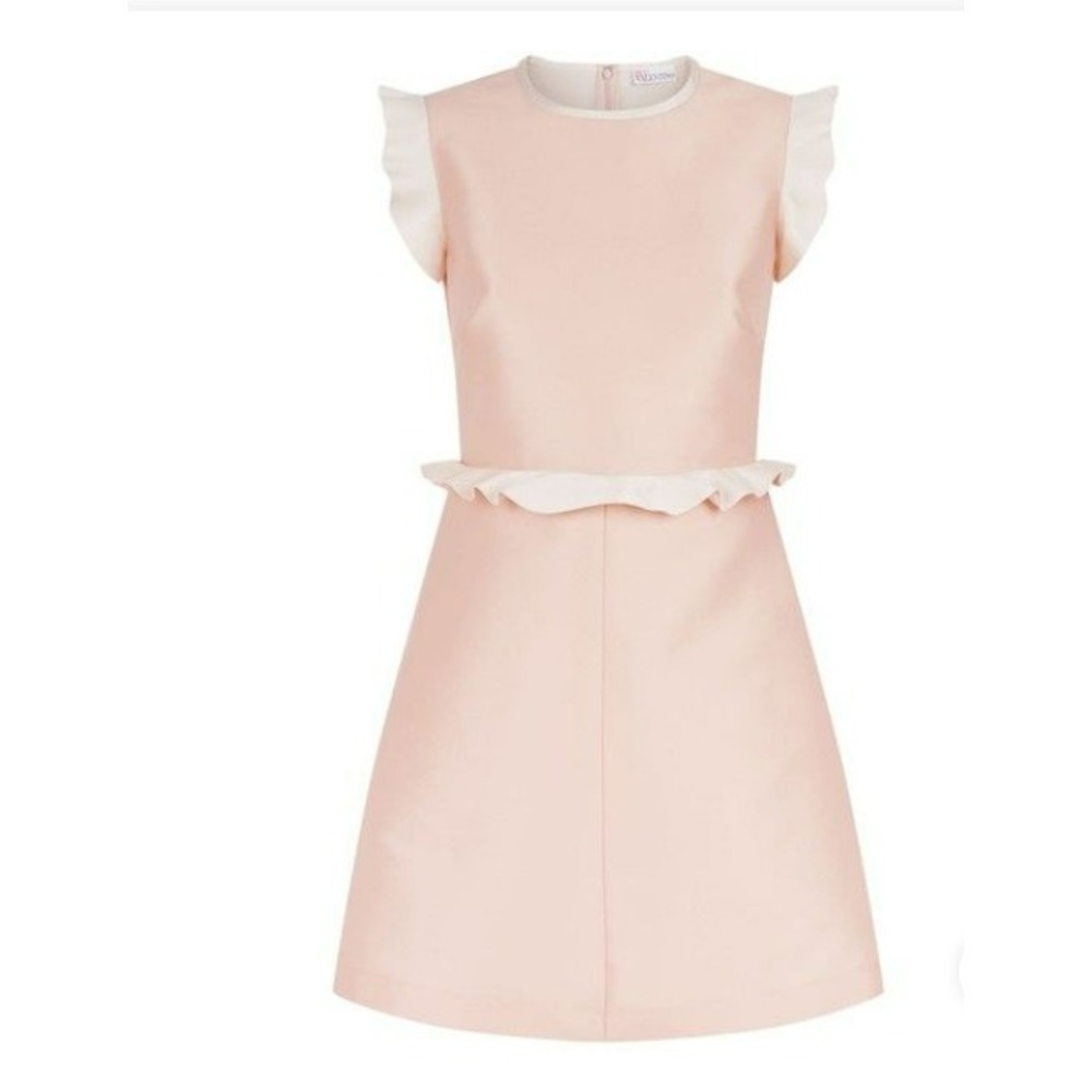 RED VALENTINO PINK DRESS PINK SILK BLEND SLEEVELESS RUFFLE ALINE SHIFT MINI 44 6